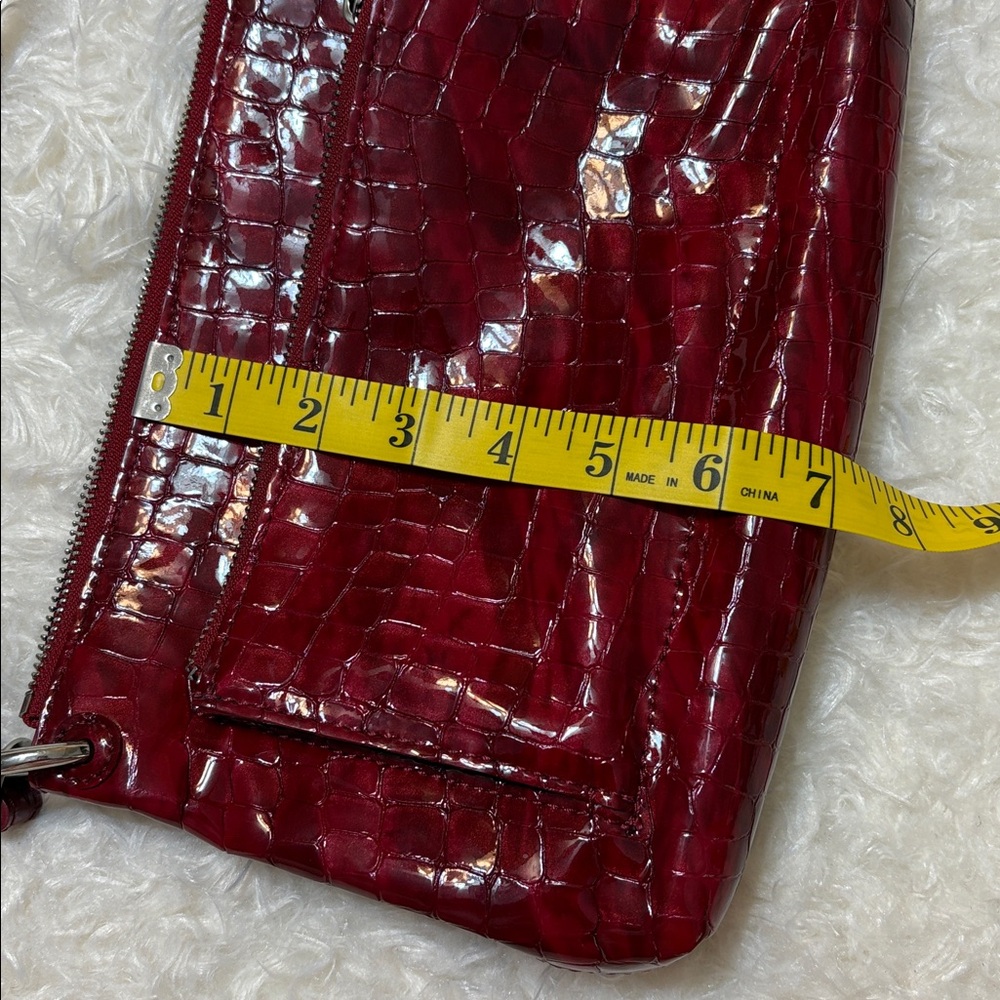 Brighton Bria Croc Embossed Red Patent Leather Crossbody Messenger Bag - Picture 13 of 13